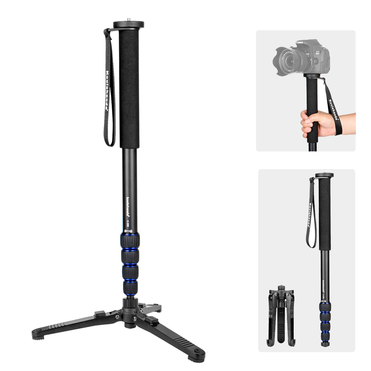 Extendable Camera Monopod Aluminum Alloy with Tripod Support Base