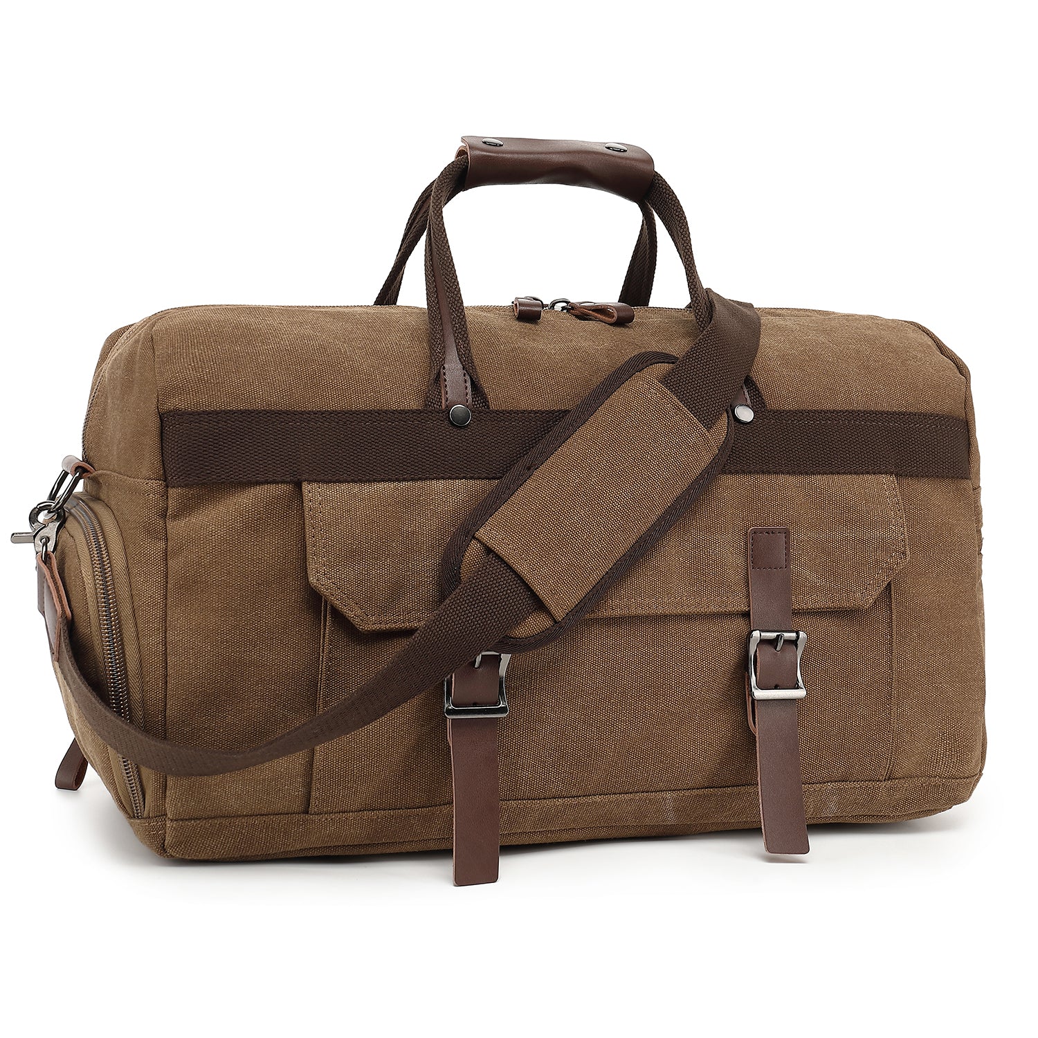 Duffle Bag for Travel, 50L Canvas Travel Duffel Bags Travel Bag for Men & Women (2020-Coffee)