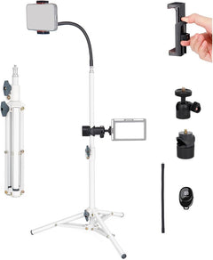 Light Stand for Cameras Studio 23"/60cm Portable Lighting Tripod Stand Aluminum Mini Photography Back Light Stands for Video Recording Videography Live Streaming - White