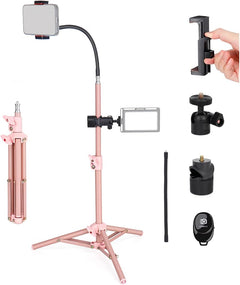 Light Stand for Cameras Studio 23"/60cm Portable Lighting Tripod Stand Aluminum Mini Photography Back Light Stands for Video Recording Videography Live Streaming -(Pink)