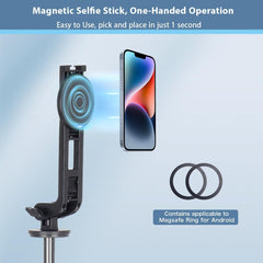 64" Selfie Stick,Magnetic Selfie Stick,Tablet Floor Stand, with Wireless Remote and Tripod Stand, Compatible with iPhone, Samsung Smartphone and Other Width 2.16-7IN-Screen Devices