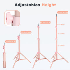 5.35Ft/160cm Light Stand,Portable Lighting Tripod Stand Photography Light Stand Lightweight Foldable Tripod Stand Compact for Video Recording Videography Live Streaming (LINCO C003-Pink）