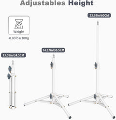 Light Stand for Cameras Studio 23"/60cm Portable Lighting Tripod Stand Aluminum Mini Photography Back Light Stands for Video Recording Videography Live Streaming - White