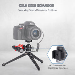 Mini Ball Head, Camera BallHead Metal Mini Ball Head 360 Degree Rotating with Cold Shoe Mount for Camera Camcorder Tripod Monopod Slider Smartphone Light