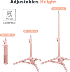 Light Stand for Cameras Studio 23"/60cm Portable Lighting Tripod Stand Aluminum Mini Photography Back Light Stands for Video Recording Videography Live Streaming -(Pink)