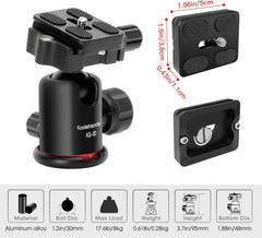 Tripod Ball Head 360 Degree Rotating Panoramic Ballhead with 1/4 inch Quick Release Plate Bubble Level for Tripod, Monopod, Slider, Camera, Load up to 17.6lbs/8kg