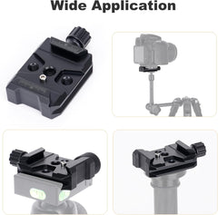 Quick Release Plate Clamp Camera Mount Arca Swiss QR Clamp Adapter with 3/8"&1/4" Screw Hole Compatible with DSLR Camera Stabilizer Tripod Slider Gimbal Ball Head Monopod