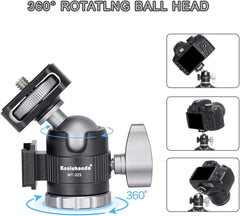 Mini Ball Head, Camera BallHead Metal Mini Ball Head 360 Degree Rotating with Cold Shoe Mount for Camera Camcorder Tripod Monopod Slider Smartphone Light