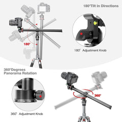 Tripod Extension Arm Horizontal Centre Column Extension Boom 28mm Tube with 360° Rotatable Rotating Base for Overhead Photography, Macro Shooting, Load up to 22lbs(VH-40-16.5")