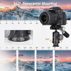 Ball Head with Handle All Metal Panoramic Tripod Ball Head Camera Mount Ball Head for Monopod, DSLR, Camcorder, Telescope，Max Load 17.7lbs/8kg