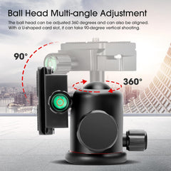 Tripod Ball Head 360 Degree Rotating Panoramic Ballhead with 1/4 inch Quick Release Plate Bubble Level for Tripod, Monopod, Slider, Camera, Load up to 17.6lbs/8kg