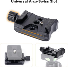 Quick Release Plate Clamp Camera Mount Arca Swiss QR Clamp Adapter with 3/8"&1/4" Screw Hole Compatible with DSLR Camera Stabilizer Tripod Slider Gimbal Ball Head Monopod