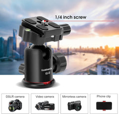 Tripod Ball Head 360 Degree Rotating Panoramic Ballhead with 1/4 inch Quick Release Plate Bubble Level for Tripod, Monopod, Slider, Camera, Load up to 17.6lbs/8kg