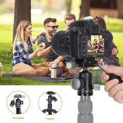 Ball Head with Handle All Metal Panoramic Tripod Ball Head Camera Mount Ball Head for Monopod, DSLR, Camcorder, Telescope，Max Load 17.7lbs/8kg