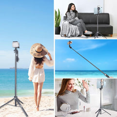 64" Selfie Stick,Magnetic Selfie Stick,Tablet Floor Stand, with Wireless Remote and Tripod Stand, Compatible with iPhone, Samsung Smartphone and Other Width 2.16-7IN-Screen Devices