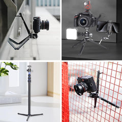 Mini Tripod with hook design for Camera, iPhone,Compact Desktop Tripod with Hook with 360° Ball Head Cold Shoe for Vlogging DSLR Camera Video