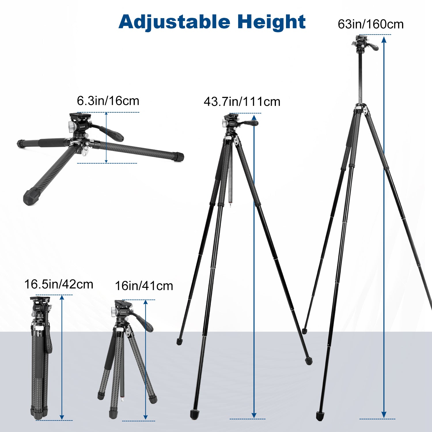 Koolehaoda Video Travel Tripod, 63" Lightweight Aluminum Camera Tripod with 360° Panorama Fluid Head, Quick Release Leg Setup for Travel, Video, Live Streaming, Vlogging