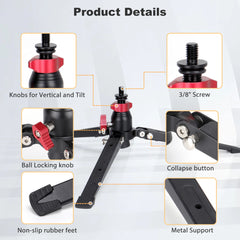 Camera Tripod Desktop Mini Tripod Universal 3 Foot Monopod Support Base Stand Unipod Support with 3/8"" Screw for Monopods Ballhead DSLR Camera. Max Load 15kg / 33lbs