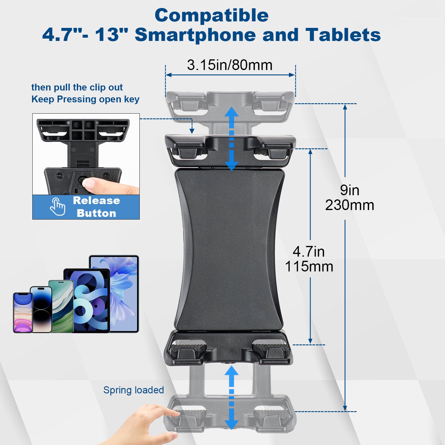 koolehaoda Tablet Mount Holder for Mic Stand, Adjustable Microphone Music Stand iPad iPhone Holder Fits Devices from Screen Size 4.7 to 12.9in Tablets & Smartphones
