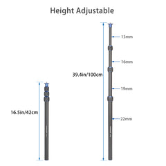 Koolehaoda 43inch Tripod Extension Pole Monopod , Diameter 22mm for mini tripod