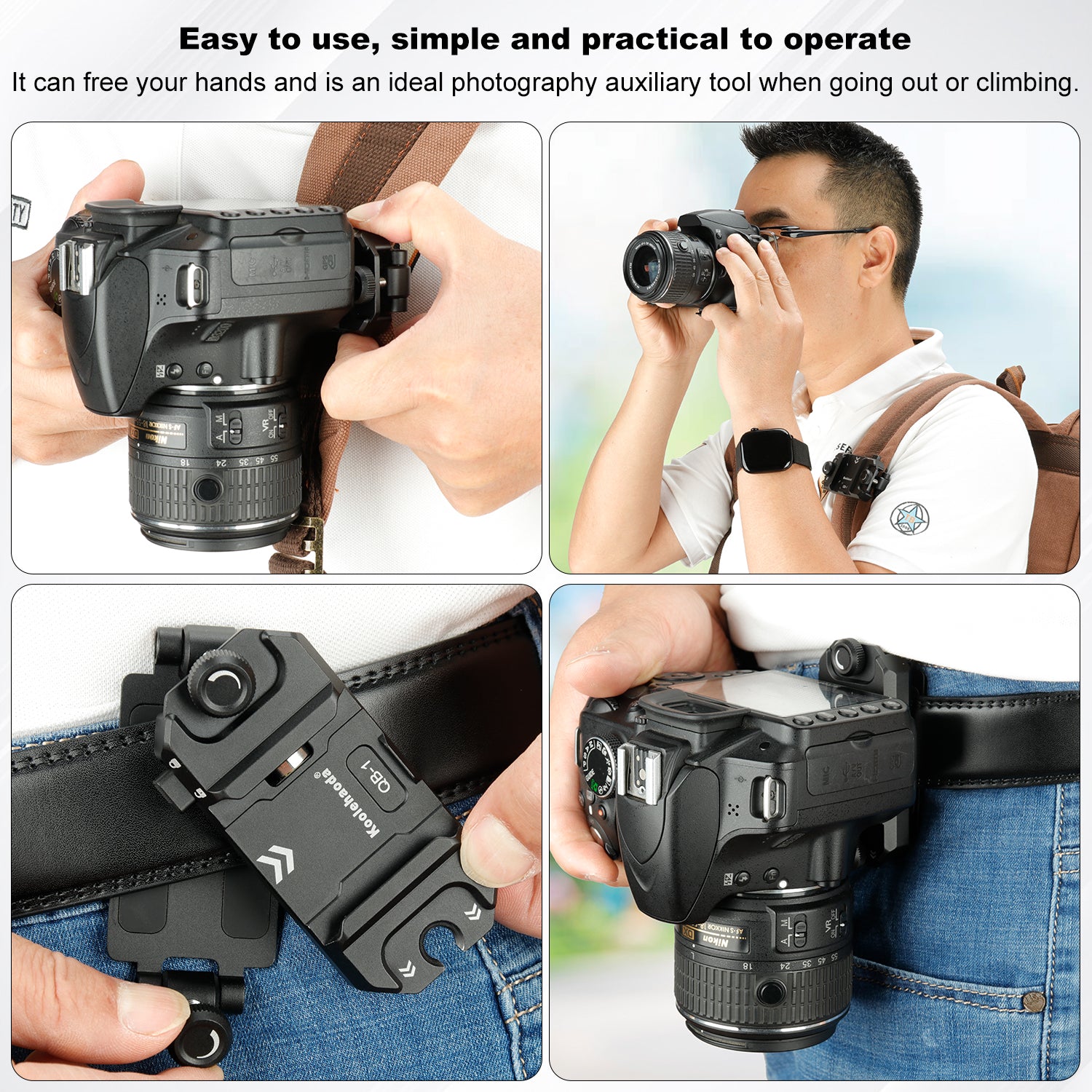 koolehaoda Camera Backpack Clip, Camera Holster Easy to Install/Remove Camera Quick Release System for Sony/Canon/Nikon/Fujifilm DSLR Action Camera Binocular QB-1