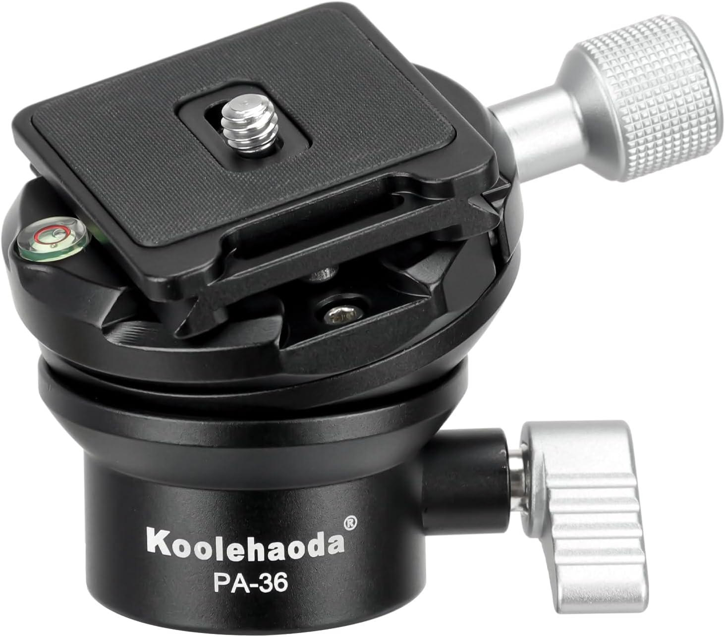 Koolehaoda Tripod Head Leveling Base Camera Leveler, Aluminum Half Ball Inclination 15°, with 1/4" Arca Quick Release Plate for DSLR Camera Camcorder, Video Head, Tripod and Monopod