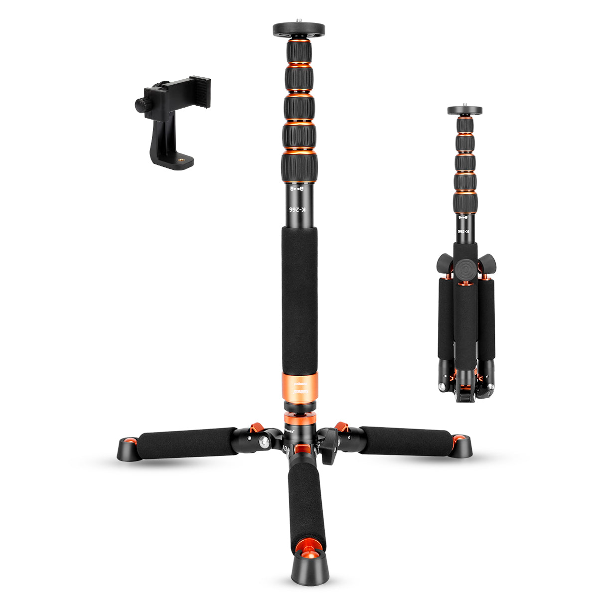 Camera Aluminum Monopod with Metal Tripod Base.6 Sections 46-177cm/18-69inch Adjustable, Leg Diameter Φ28mm,up to 6kg /13lbs