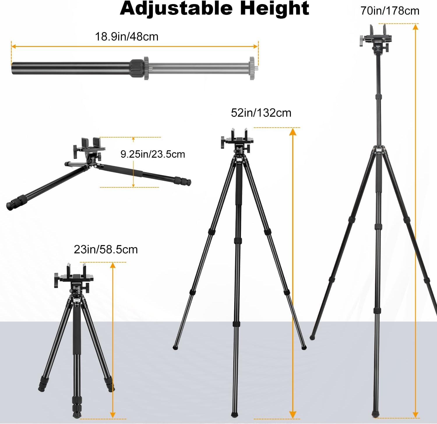 Hunting Tripod Shooting Stick Gun Rifle Rest with Saddle Clamp, Adjustable 360° Rotate Shooting Tripod   KQ-2803+K3