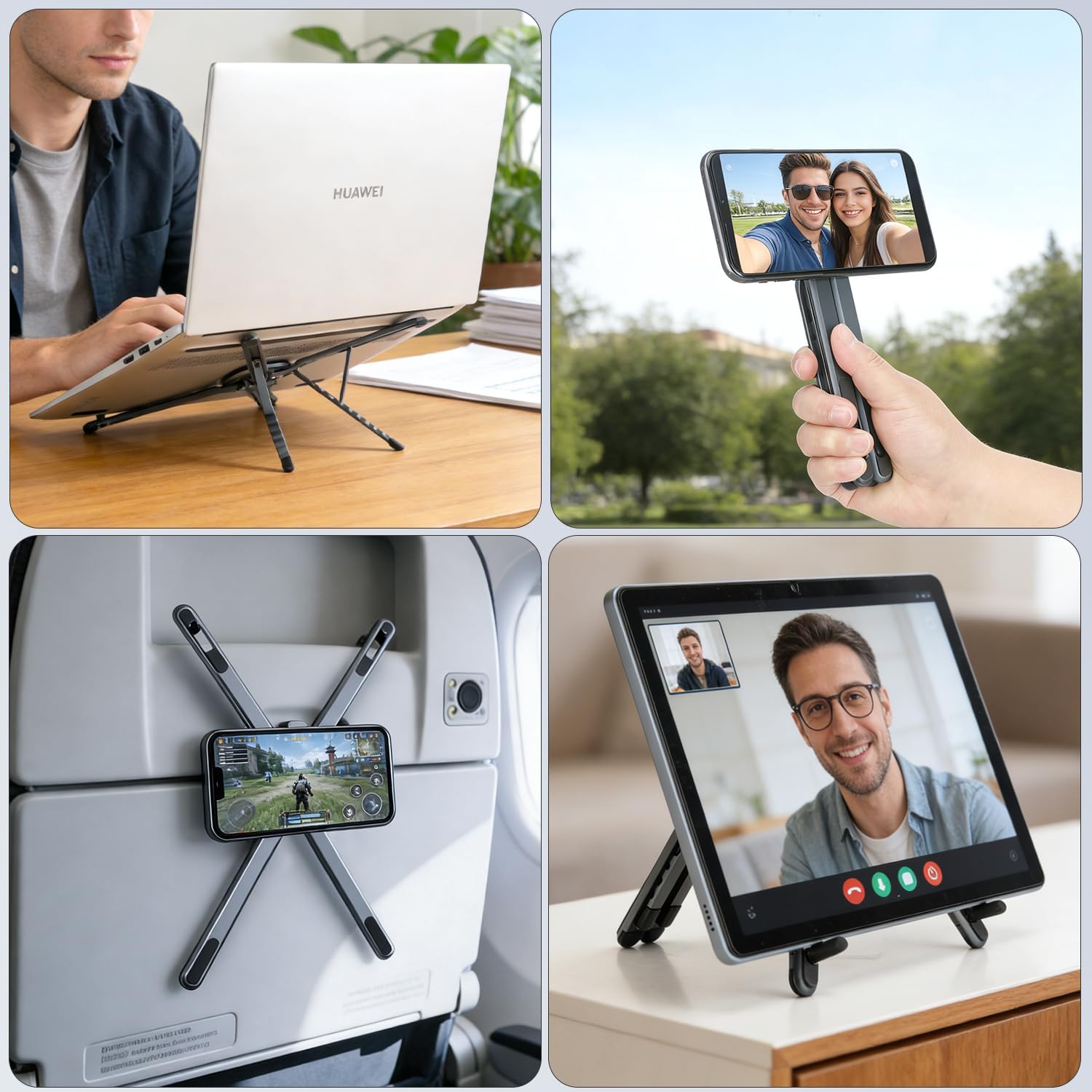 Magnetic Phone Holder for MagSafe iPhone 17-12 Series, Travel Airplane Mini Phone Holder, 360° Adjustable Magic Clip Folding Magnetic Cell Phone Tripod   E05