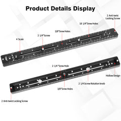 Koolehaoda 400mm Rail Plate Multi-Purpose Dual Rail Quick Release Plate Aluminium Alloy Plate Compatible with Arca Swiss for Camera