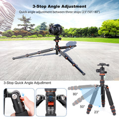 Koolehaoda Mini Tripod for Camera Aluminum Alloy Tabletop Tripod Height 21-63.5cm with Carrying Bag for DSLR Camera Video Camcorder, Load up to 22lbs /10kg - (TMP-223 Orange)