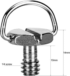 koolehaoda Stainless Steel D Shaft D-Ring 1/4" Mounting Screw 0.39"/10mm Shaft for Camera Tripod Monopod or Quick Release (QR) Plate -6 Pack