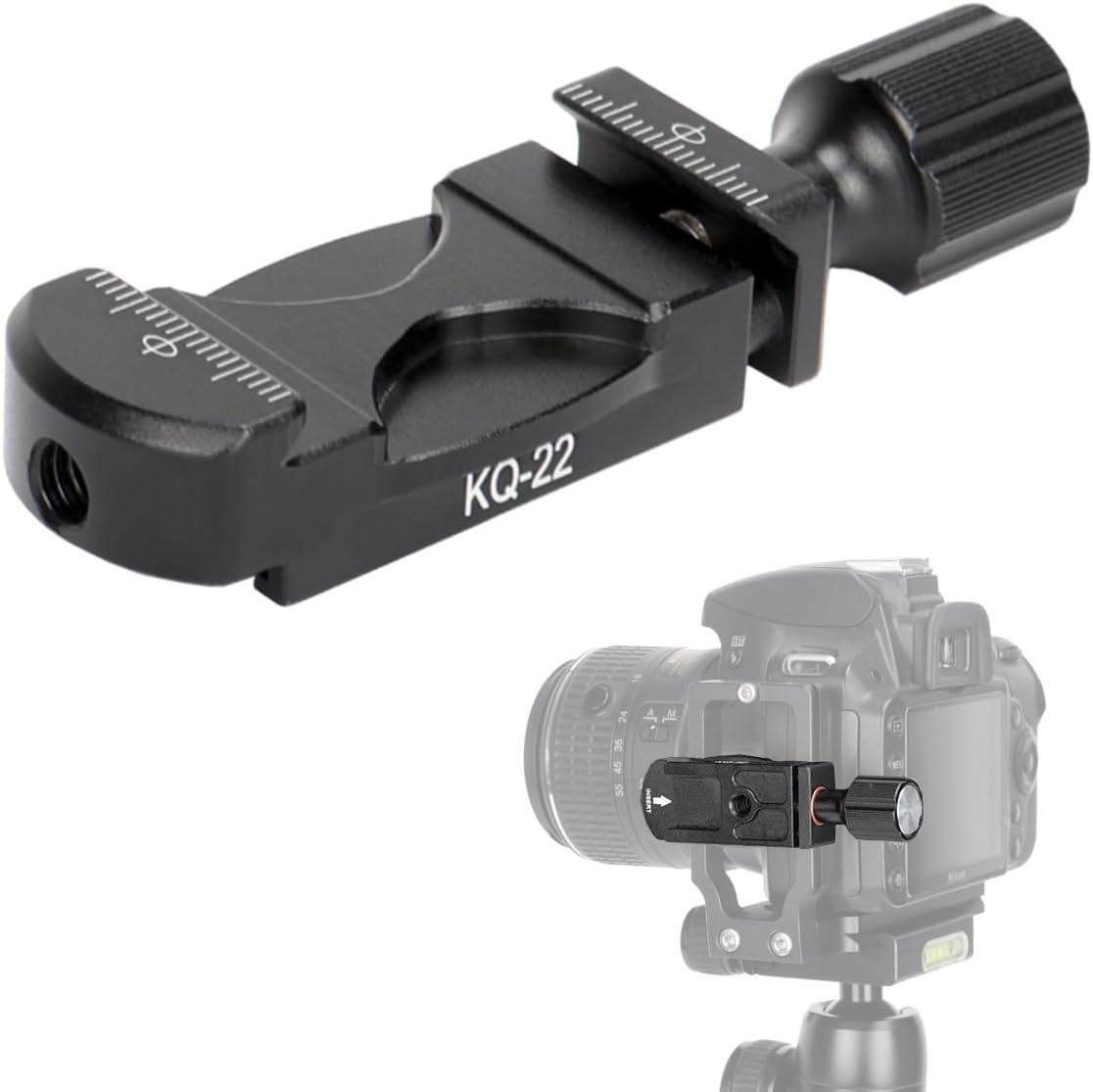koolehaoda Universal Quick Release Clamp with Cold Shoe Mount Adapter and 1/4" Thread for Camera Tripod Head L Quick Release Plate L Bracket Compatible with Arca Style Plate