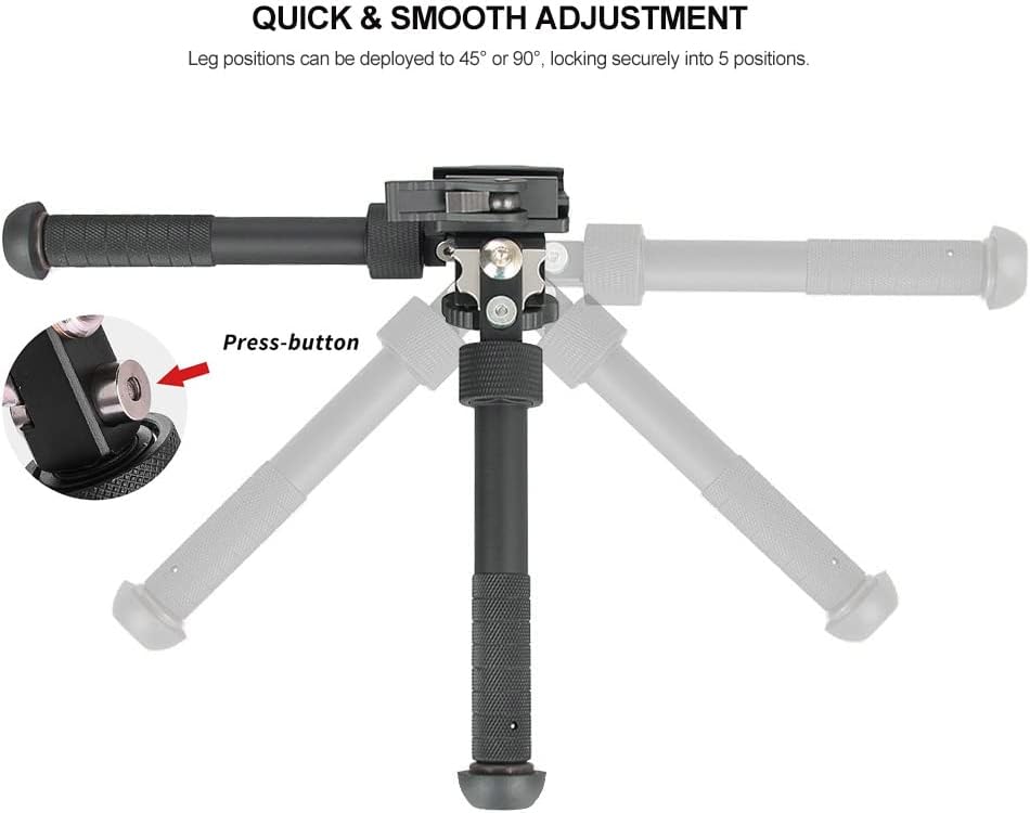 Fooletu Rifle Bipod 360° Swivel Tiltable Quick Release Bipod for Picatinny Rail Mount, 6-9 Inches Adjustable