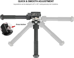 Fooletu Rifle Bipod 360° Swivel Tiltable Quick Release Bipod for Picatinny Rail Mount, 6-9 Inches Adjustable
