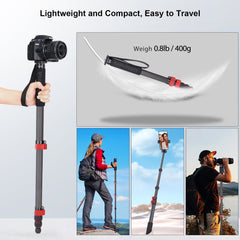 66-Inch Camera Monopod 28mm Tube Carbon Fiber Monopod Unipod Stick Lightweight & Compact Travel Monopod for DSLR Cameras (MP-286EC)