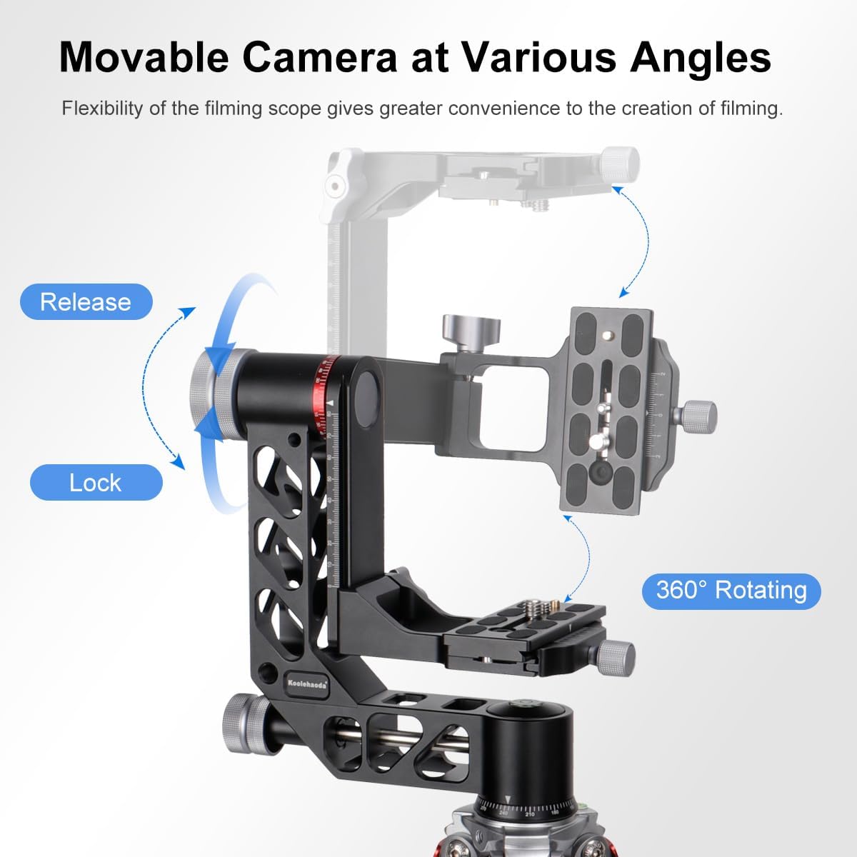 Professional Gimbal Head Tripod Head Aluminum Alloy Heavy Duty 360° Panoramic with Arca-Swiss Standard 1/4 inch QR Plate for DSLR Cameras up to 55.11lbs/25kg. (GH-3)