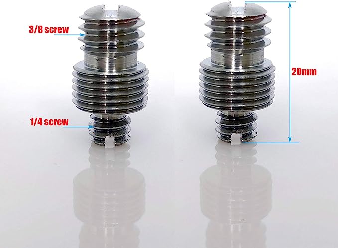 Koolehaoda 1/4 to 3/8 Conversion Screw Stainless Steel for TMP-223, TKS-223C Tripod,VH-40 Tripod Extension Arm (Pack of 2)