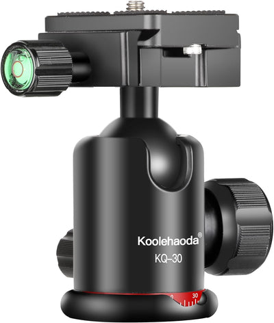 Koolehaoda 三脚ボールヘッド 360度回転パノラマボールヘッド 1/4インチクイックリリースプレートバブルレベル付き 三脚、一脚、スライダー、カメラ用、最大荷重17.6ポンド/8kg 
