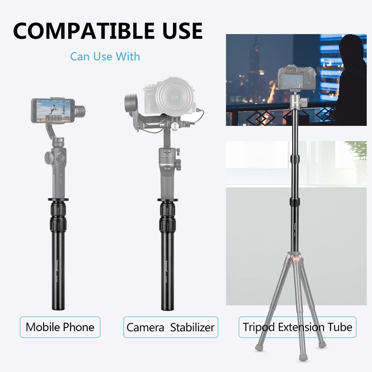 Column Extenders Koolehaoda Tripod Extension Arm, Aluminium Tripod Center Column Extend ...