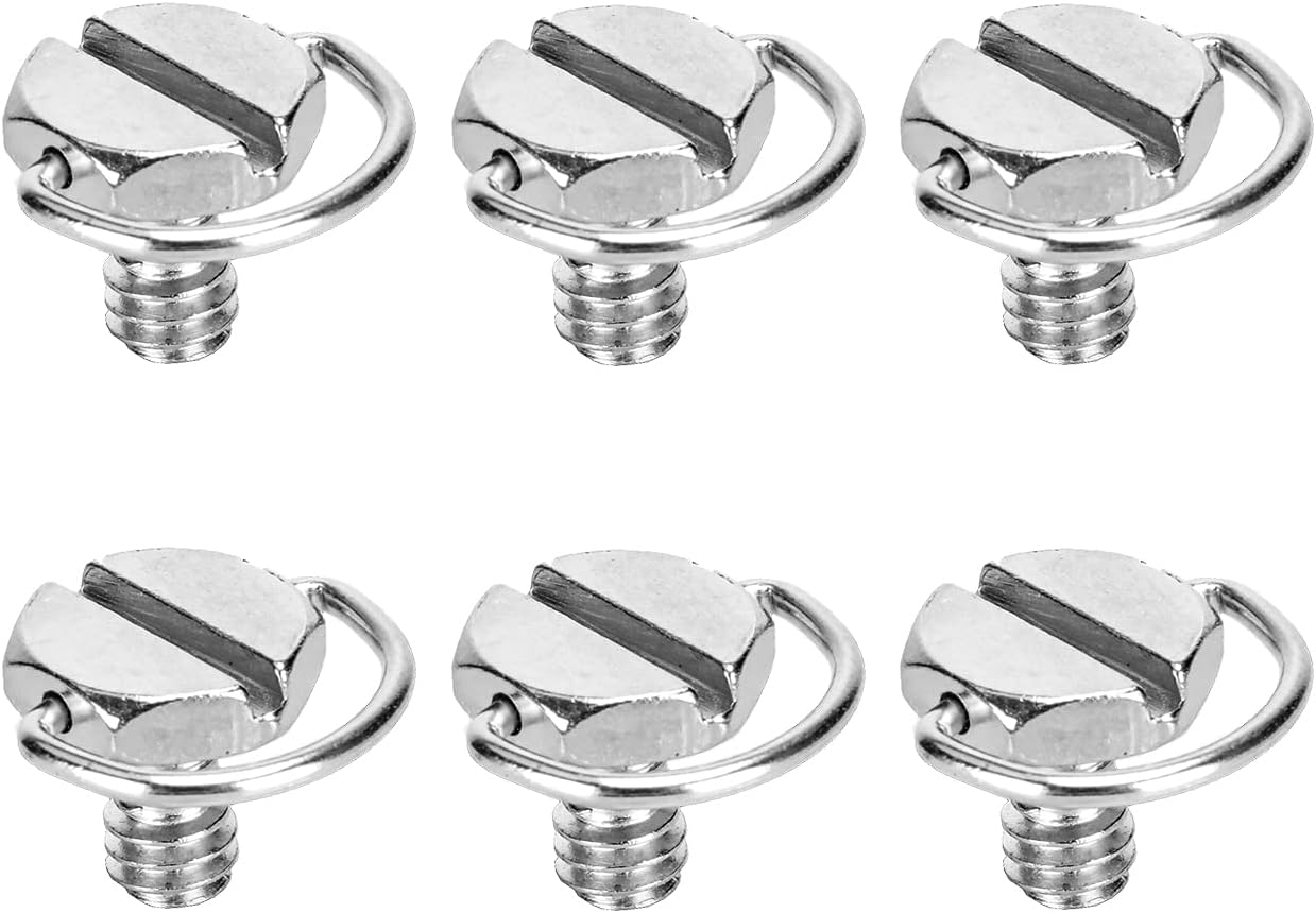 koolehaoda Stainless Steel D Shaft D-Ring 1/4" Mounting Screw 0.39"/10mm Shaft for Camera Tripod Monopod or Quick Release (QR) Plate -6 Pack