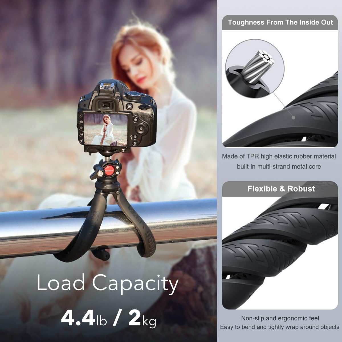 Tripod for iPhone with Remote, Mini Flexible Camera Tripod Stand with Action Camera Mount Adapter for GoPro, Hidden Phone Holder with Cold Shoe 1/4" Screw, Compatible with iPhone, Cameras