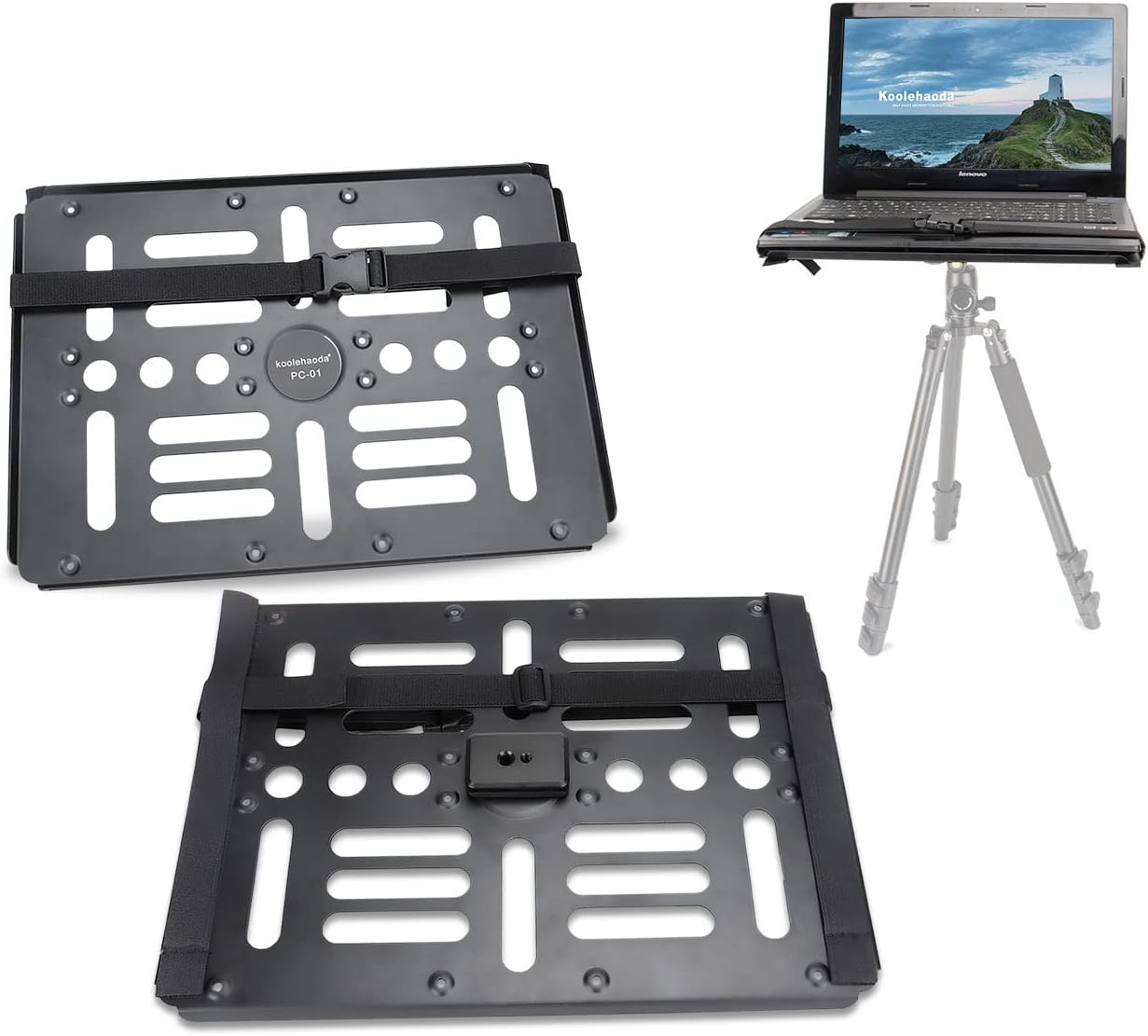 koolehaoda Laptop Notebook Pallet Projector Tray Holder with Arca-Swiss Interface for 1/4" to 3/8" Screw Tripod Stand Ballhead Mount, 22 lbs Capacity with Vented Cooling Platform Stand