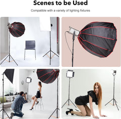 Koolehaoda Light Stand Adjustable Tripod Stand 2-8ft Sturdy Aluminum Alloy Tripod with 180° Reversible Legs and 1/4" to 3/8" Screw Adapter for Speedlight Flash Softbox Strobe Light Camera