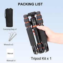 Koolehaoda Mini Tripod for Camera Aluminum Alloy Tabletop Tripod Height 21-63.5cm with Carrying Bag for DSLR Camera Video Camcorder, Load up to 22lbs /10kg - (TMP-223 Orange)