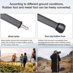 Monopod for Camera Carbon Fiber Photography Monopod Unipod Stick 65" Lightweight & Compact Travel Monopod for DSLR Canon Nikon Sony Video Camcorder, Easy to Carry (MP-285EC)