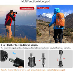 Koolehaoda Professional 65-inch Camera Carbon Fiber Monopod with Folding Three Feet Support Base for All Canon Sony, Nikon