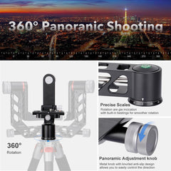 プロフェッショナルジンバルヘッド三脚ヘッドアルミニウム合金高耐久360°パノラマ、アルカスイス標準1/4インチQRプレート付き、最大55.11ポンド/25kgのDSLRカメラに対応。 (GH-3) 