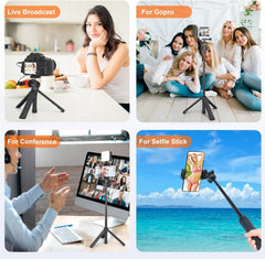 Camera Tripod Mini Tabletop Tripod Portable Vlog Travel Selfie Stick Extendable Tripod Stand with 360° Ball Head 1/4" Screw Quick Release Accessories for GoPro Camera Webcam and Smart Phone