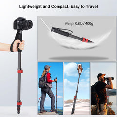 Monopod for Camera Carbon Fiber Photography Monopod Unipod Stick 65" Lightweight & Compact Travel Monopod for DSLR Canon Nikon Sony Video Camcorder, Easy to Carry (MP-285EC)